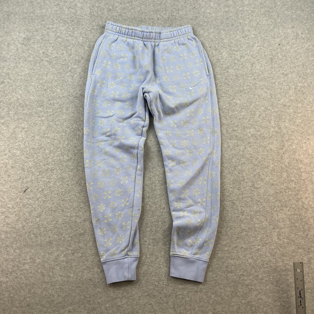 Nike NSW Club AOP Fleece Pants Pants Mens Size XS Blue Chill Snowflake Pattern